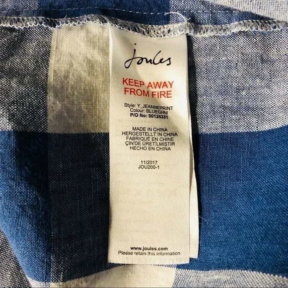 JOULES - Womens blue and white checkered long sleeve shirt Size 4 - Picture 5 of 11